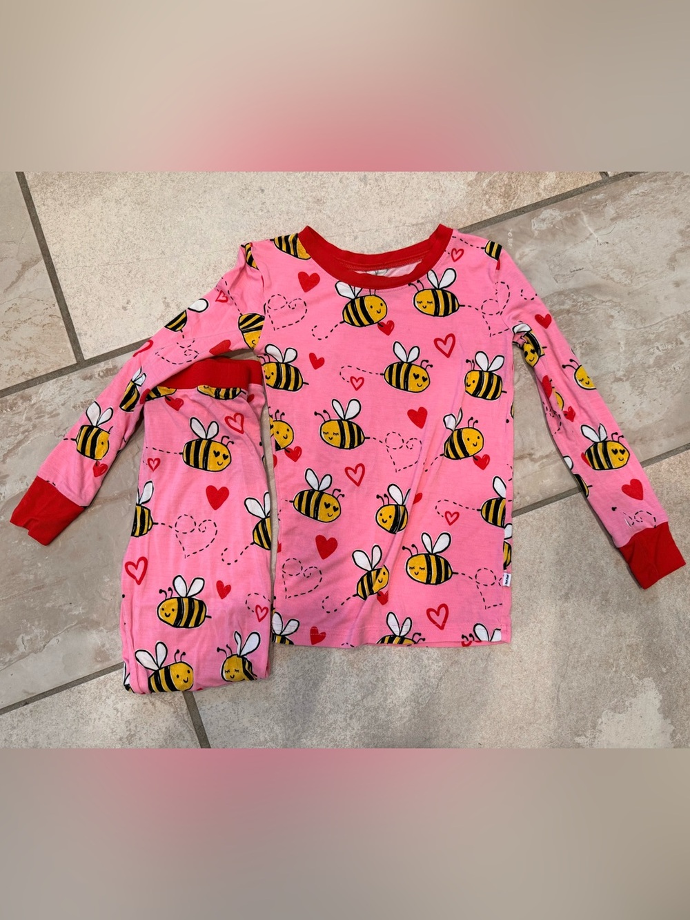 Little Sleepies Pink Bee Heart Pajama Top